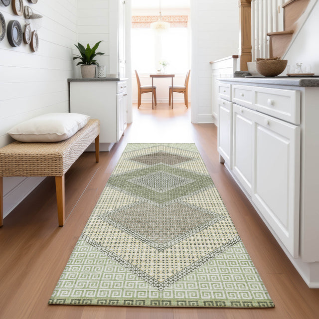 Addison Chantille ACN2111 Geometric Machine Made Transitional Green Rug