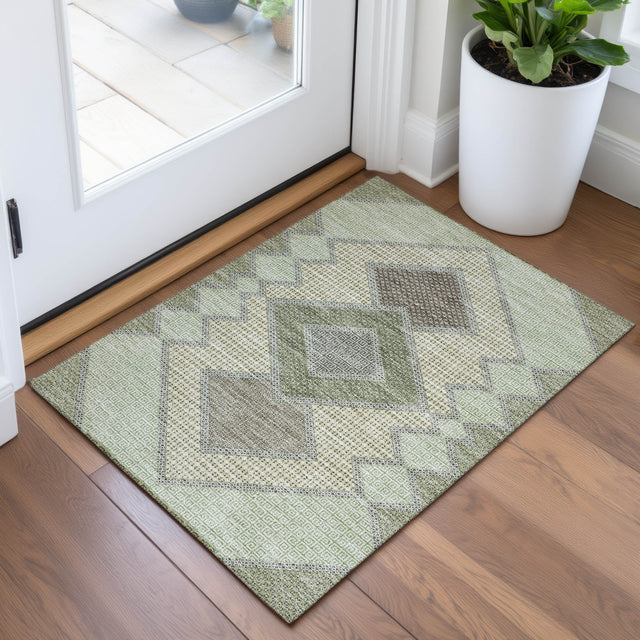 Addison Chantille ACN2111 Geometric Machine Made Transitional Green Rug