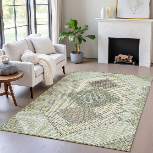 Addison Chantille ACN2111 Geometric Machine Made Transitional Green Rug