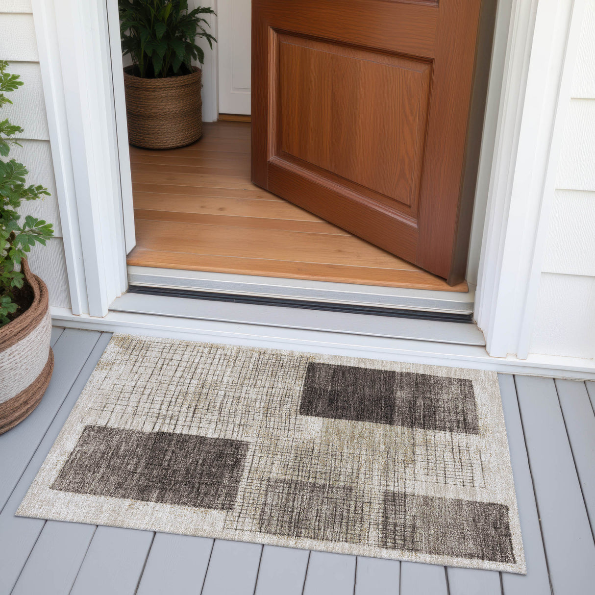 Addison Chantille ACN2112 Geometric Machine Made Transitional Brown Rug