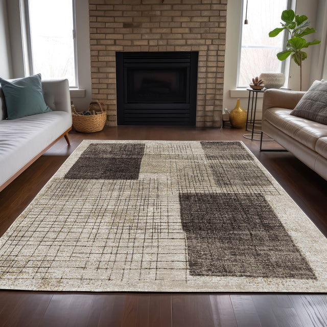 Addison Chantille ACN2112 Geometric Machine Made Transitional Brown Rug