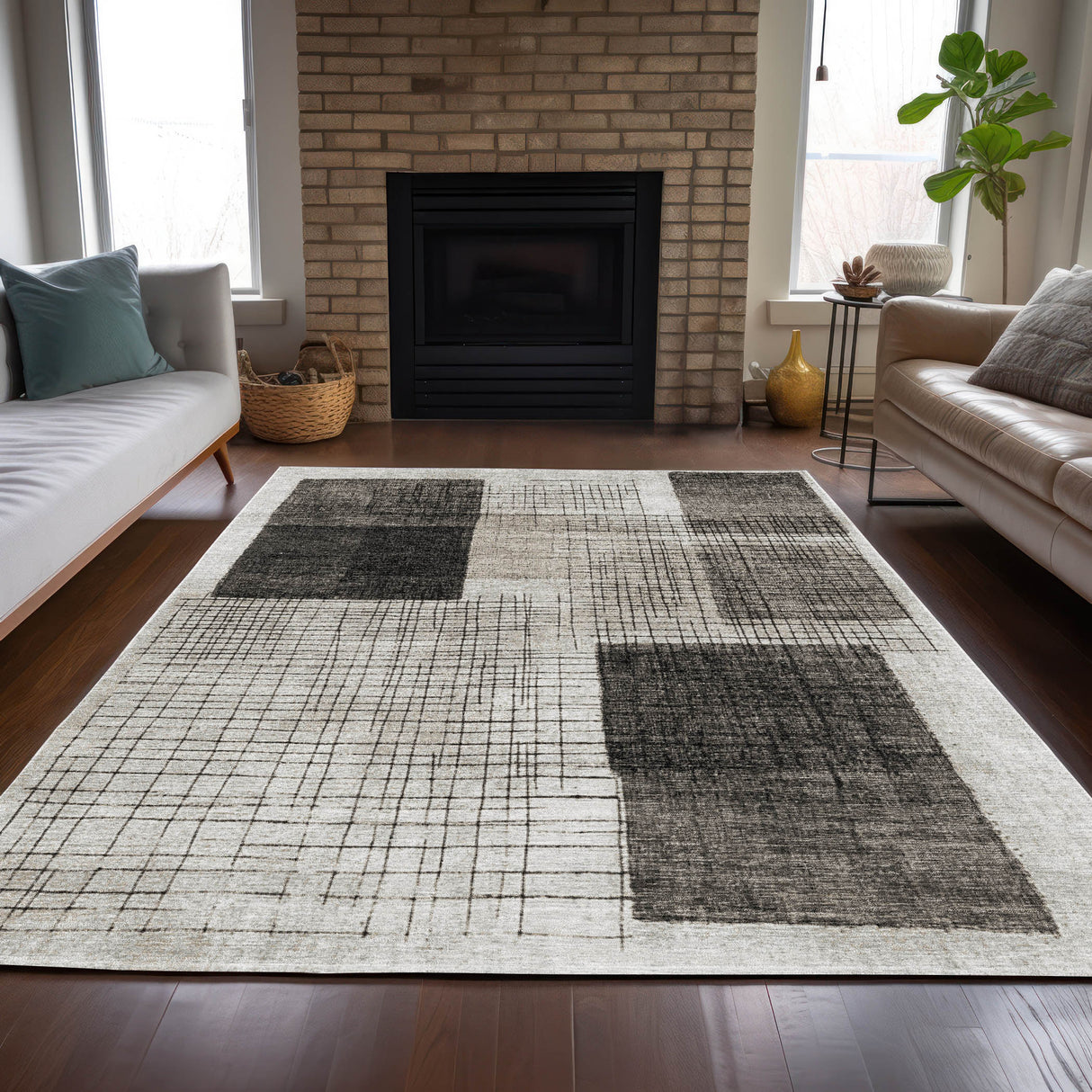 Addison Chantille ACN2112 Geometric Machine Made Transitional Ivory Rug
