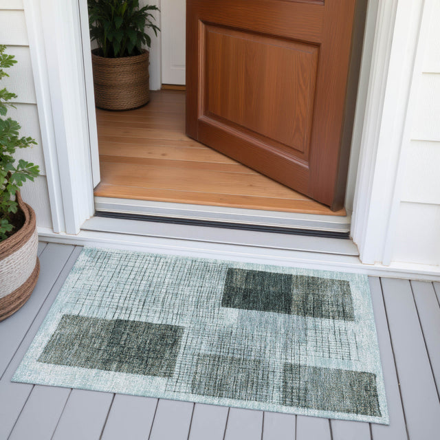 Addison Chantille ACN2112 Geometric Machine Made Transitional Teal Rug