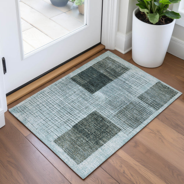 Addison Chantille ACN2112 Geometric Machine Made Transitional Teal Rug