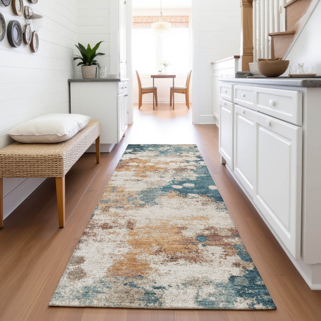 Addison Chantille ACN2114 Abstract Machine Made Transitional Teal Rug