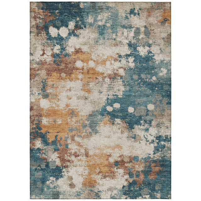 Addison Chantille ACN2114 Abstract Machine Made Transitional Teal Rug