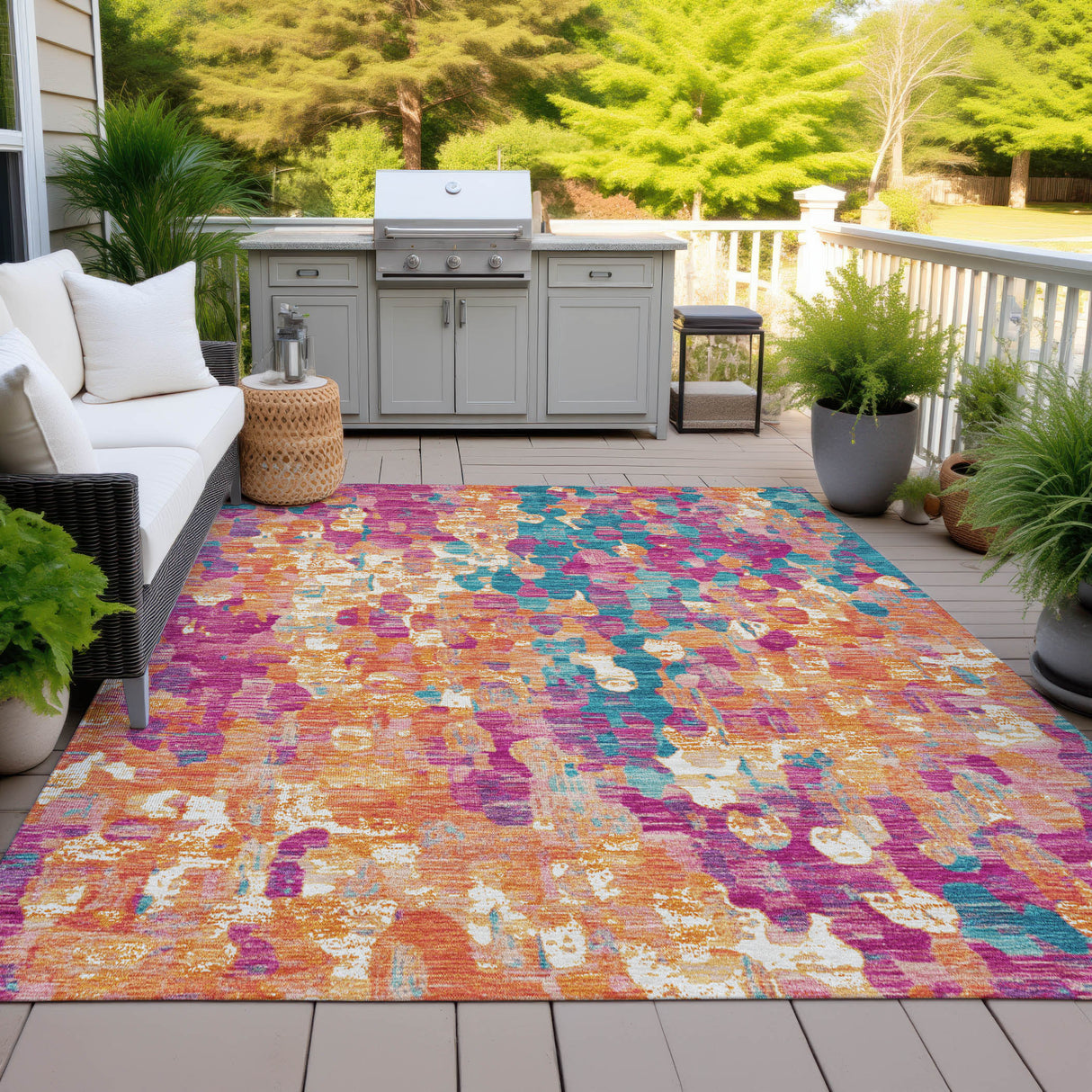 Addison Chantille ACN2115 Abstract Machine Made Transitional Blush Rug