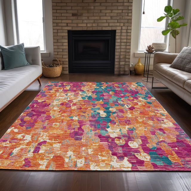 Addison Chantille ACN2115 Abstract Machine Made Transitional Blush Rug