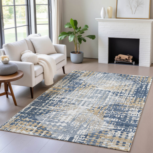 Addison Chantille ACN2116 Geometric Machine Made Transitional Navy Rug