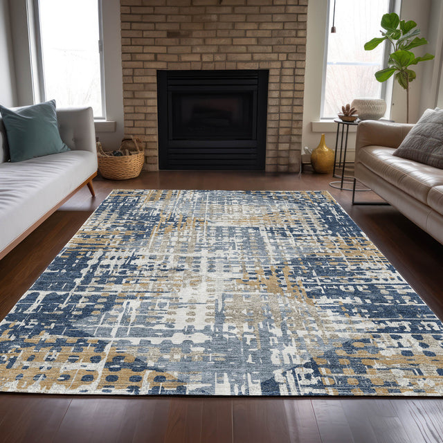 Addison Chantille ACN2116 Geometric Machine Made Transitional Navy Rug