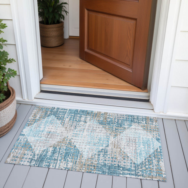 Addison Chantille ACN2116 Geometric Machine Made Transitional Teal Rug