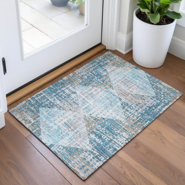 Addison Chantille ACN2116 Geometric Machine Made Transitional Teal Rug