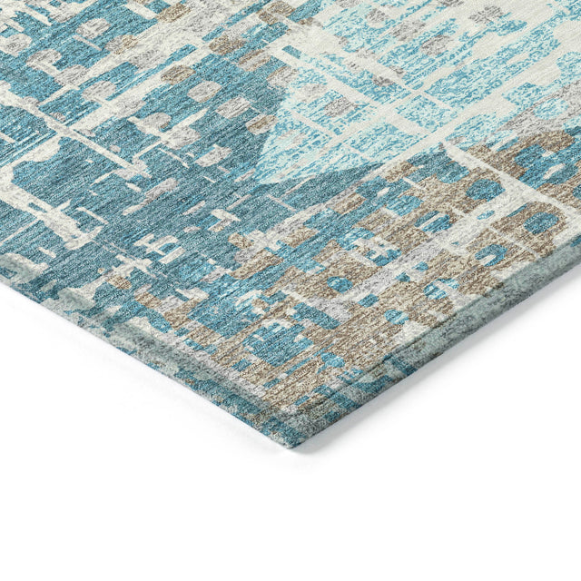 Addison Chantille ACN2116 Geometric Machine Made Transitional Teal Rug