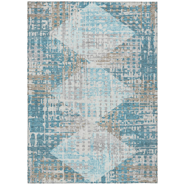 Addison Chantille ACN2116 Geometric Machine Made Transitional Teal Rug