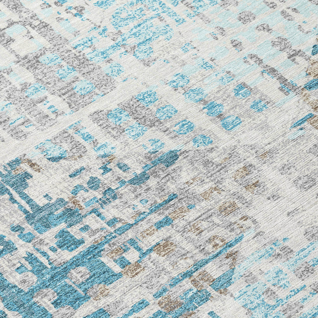 Addison Chantille ACN2116 Geometric Machine Made Transitional Teal Rug