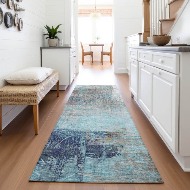 Addison Chantille ACN2117 Abstract Machine Made Transitional Teal Rug