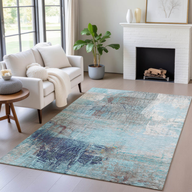 Addison Chantille ACN2117 Abstract Machine Made Transitional Teal Rug