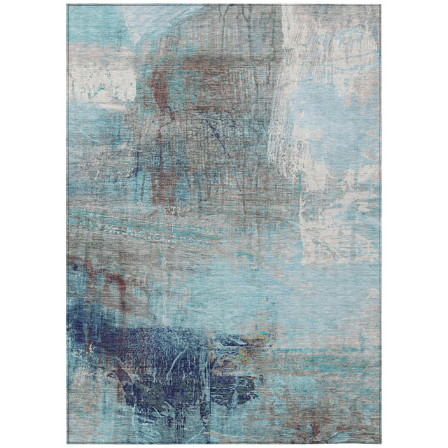 Addison Chantille ACN2117 Abstract Machine Made Transitional Teal Rug