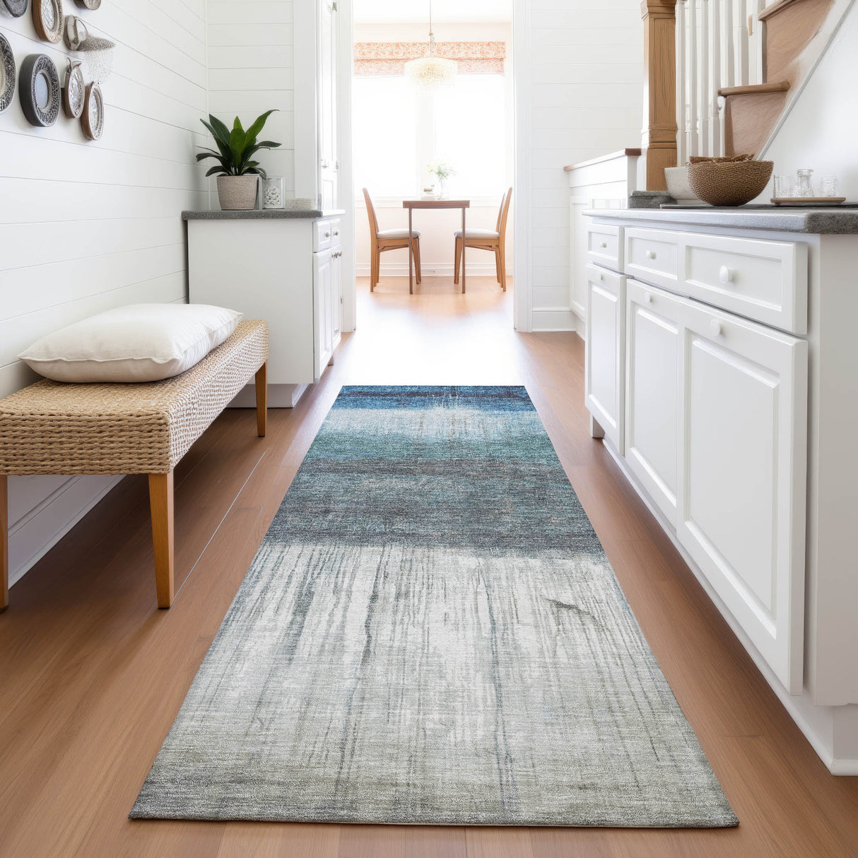 Addison Chantille ACN2118 Abstract Machine Made Transitional Blue Rug
