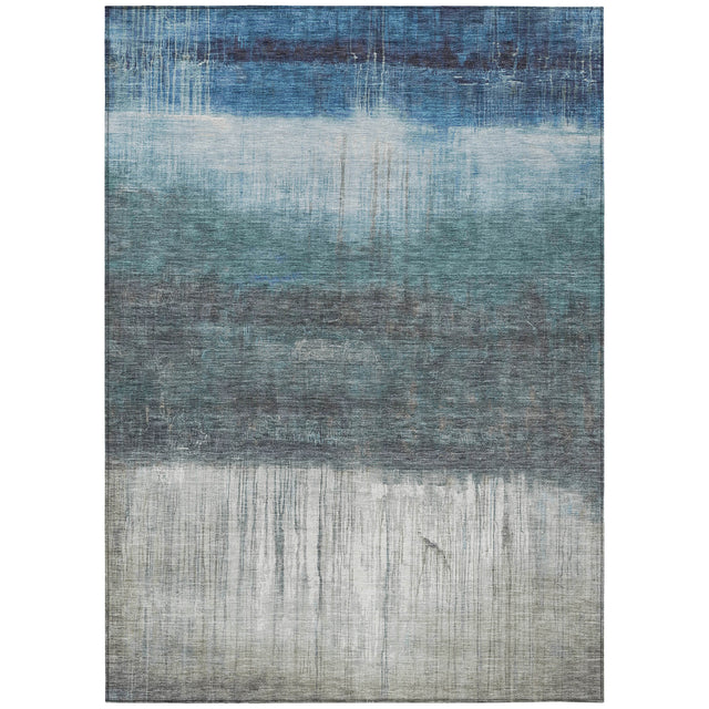 Addison Chantille ACN2118 Abstract Machine Made Transitional Blue Rug