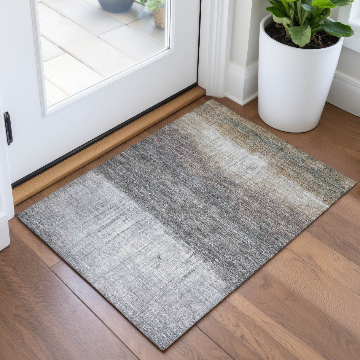 Addison Chantille ACN2118 Abstract Machine Made Transitional Taupe Rug