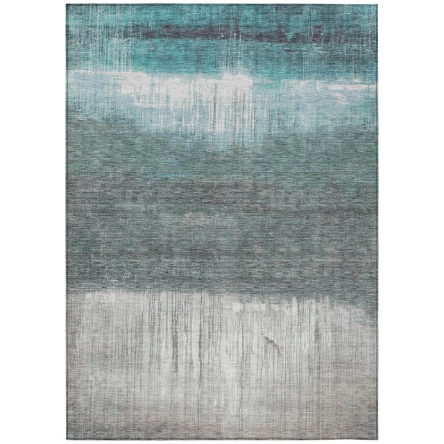Addison Chantille ACN2118 Abstract Machine Made Transitional Teal Rug