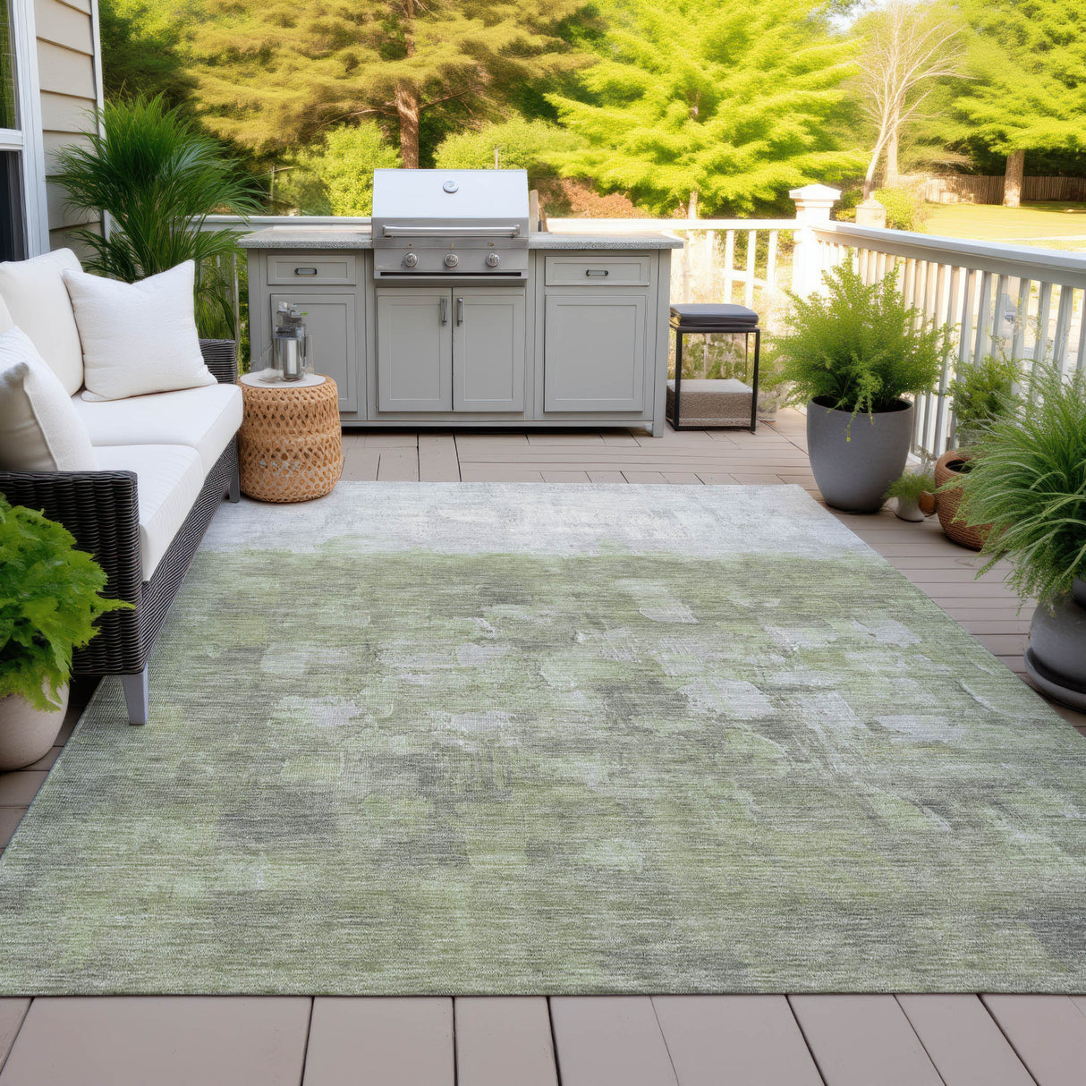 Addison Chantille ACN2119 Abstract Machine Made Transitional Fern Rug