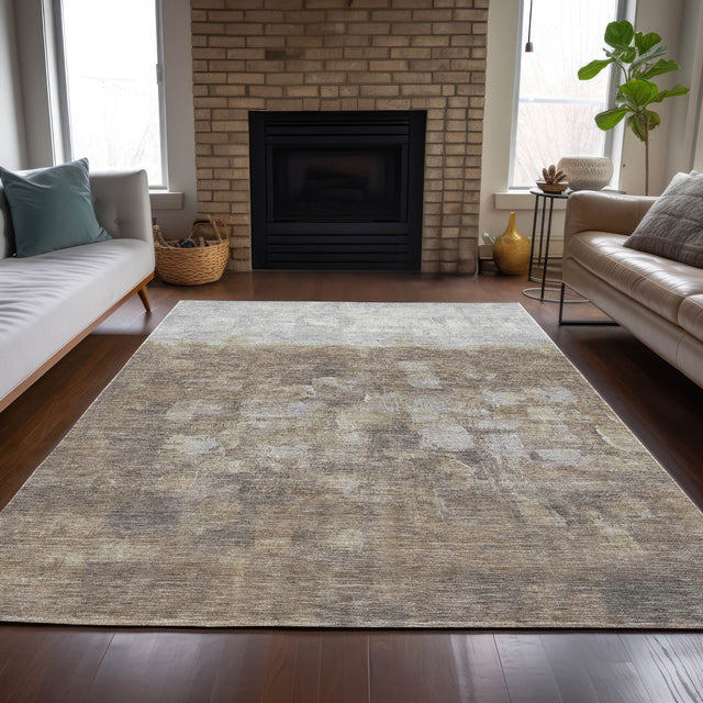 Addison Chantille ACN2119 Abstract Machine Made Transitional Taupe Rug