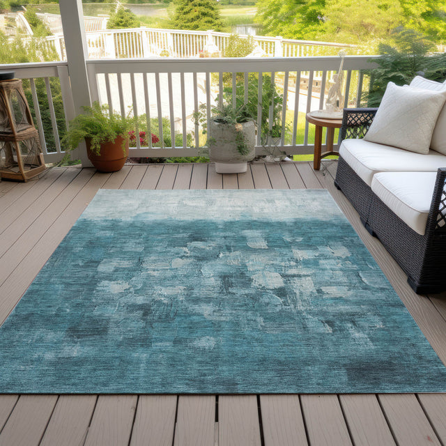 Addison Chantille ACN2119 Abstract Machine Made Transitional Teal Rug