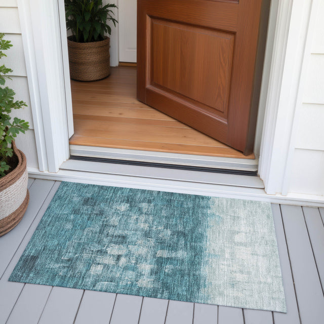 Addison Chantille ACN2119 Abstract Machine Made Transitional Teal Rug