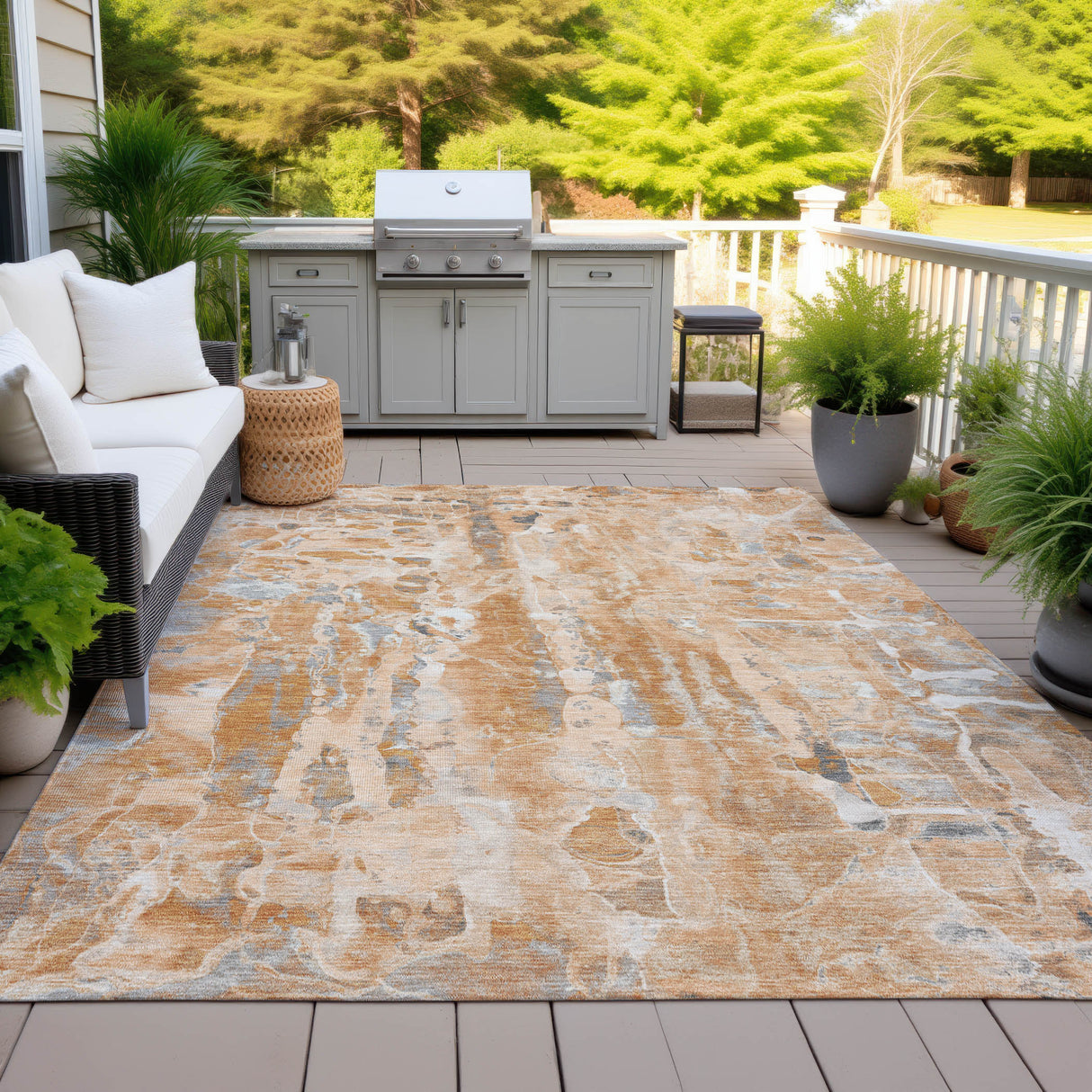 Addison Chantille ACN2120 Abstract Machine Made Transitional Orange Rug