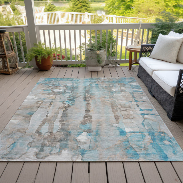 Addison Chantille ACN2120 Abstract Machine Made Transitional Teal Rug