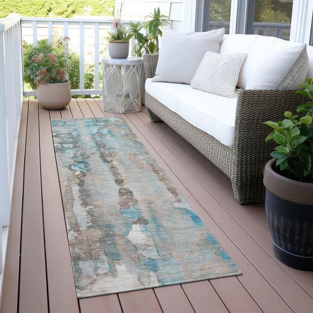 Addison Chantille ACN2120 Abstract Machine Made Transitional Teal Rug