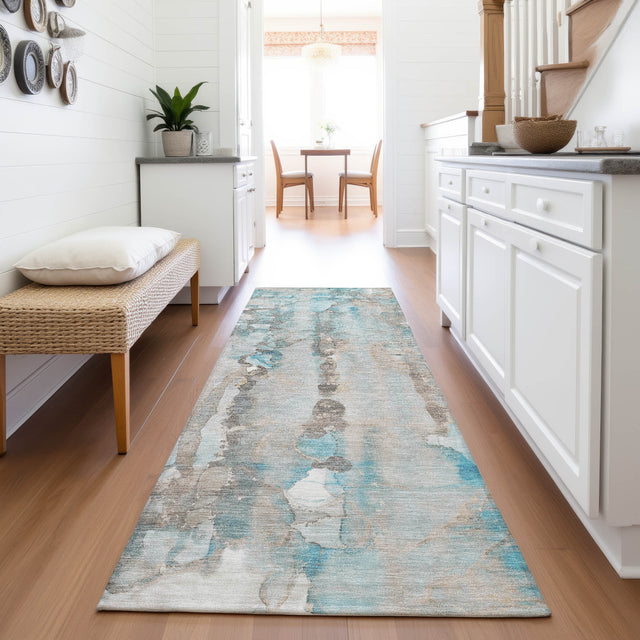 Addison Chantille ACN2120 Abstract Machine Made Transitional Teal Rug