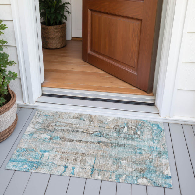 Addison Chantille ACN2120 Abstract Machine Made Transitional Teal Rug