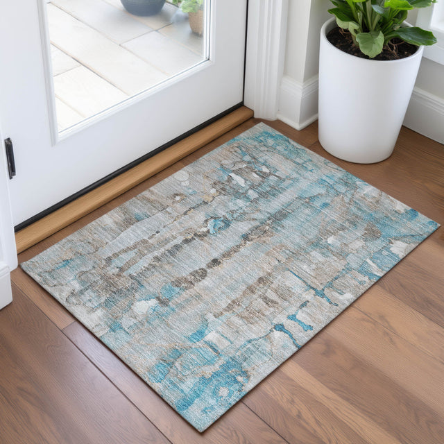 Addison Chantille ACN2120 Abstract Machine Made Transitional Teal Rug