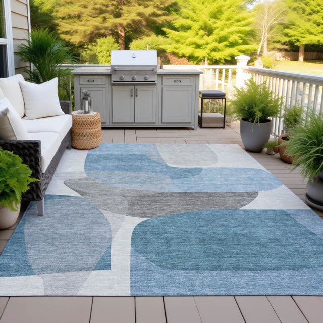 Addison Chantille ACN2121 Blocks Machine Made Transitional Denim Rug