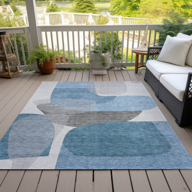 Addison Chantille ACN2121 Blocks Machine Made Transitional Denim Rug