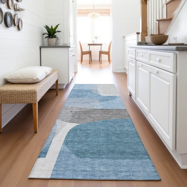 Addison Chantille ACN2121 Blocks Machine Made Transitional Denim Rug