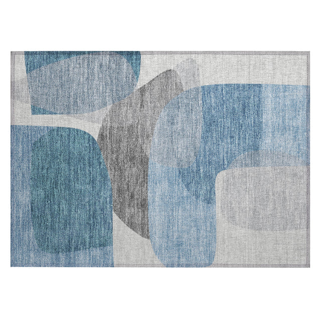 Addison Chantille ACN2121 Blocks Machine Made Transitional Denim Rug