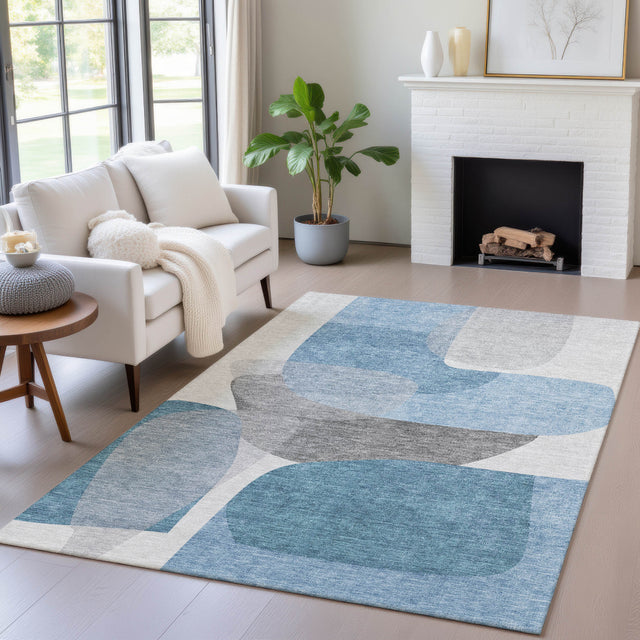 Addison Chantille ACN2121 Blocks Machine Made Transitional Denim Rug