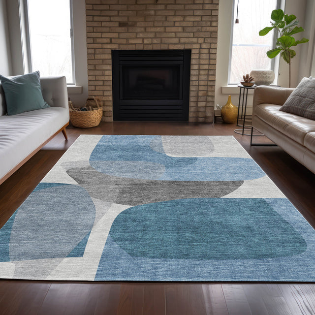 Addison Chantille ACN2121 Blocks Machine Made Transitional Denim Rug