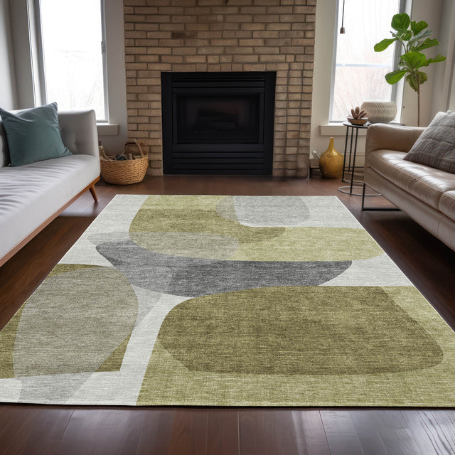 Addison Chantille ACN2121 Blocks Machine Made Transitional Fern Rug