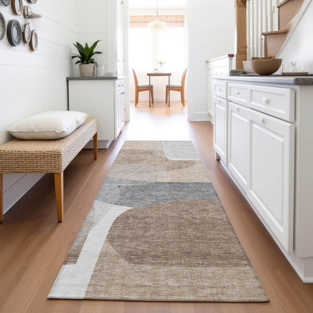 Addison Chantille ACN2121 Blocks Machine Made Transitional Mocha Rug