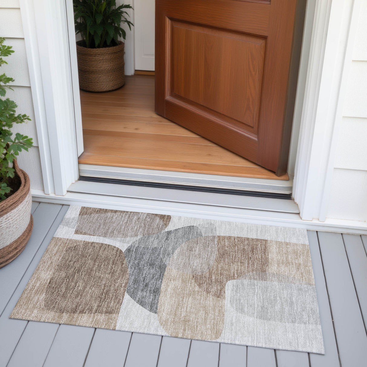 Addison Chantille ACN2121 Blocks Machine Made Transitional Mocha Rug