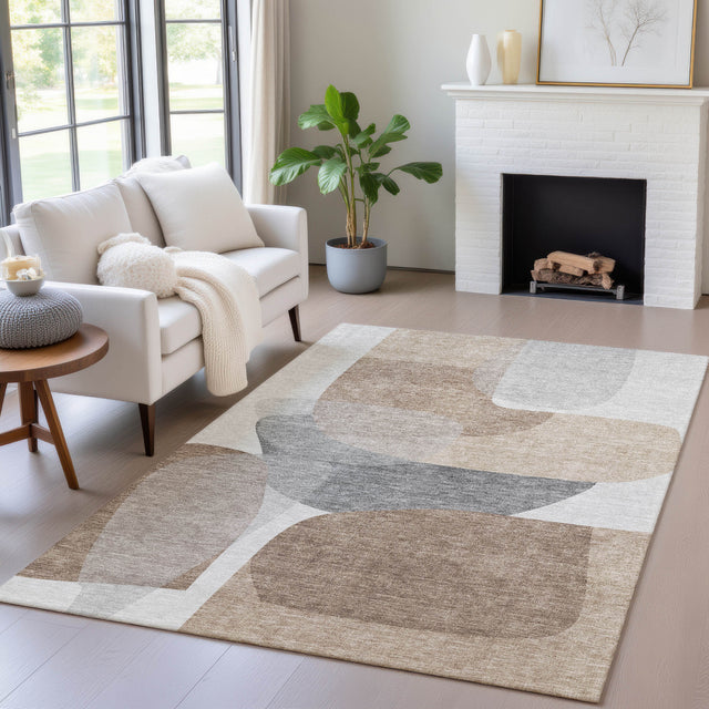 Addison Chantille ACN2121 Blocks Machine Made Transitional Mocha Rug