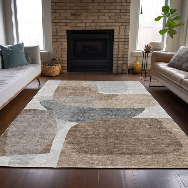 Addison Chantille ACN2121 Blocks Machine Made Transitional Mocha Rug