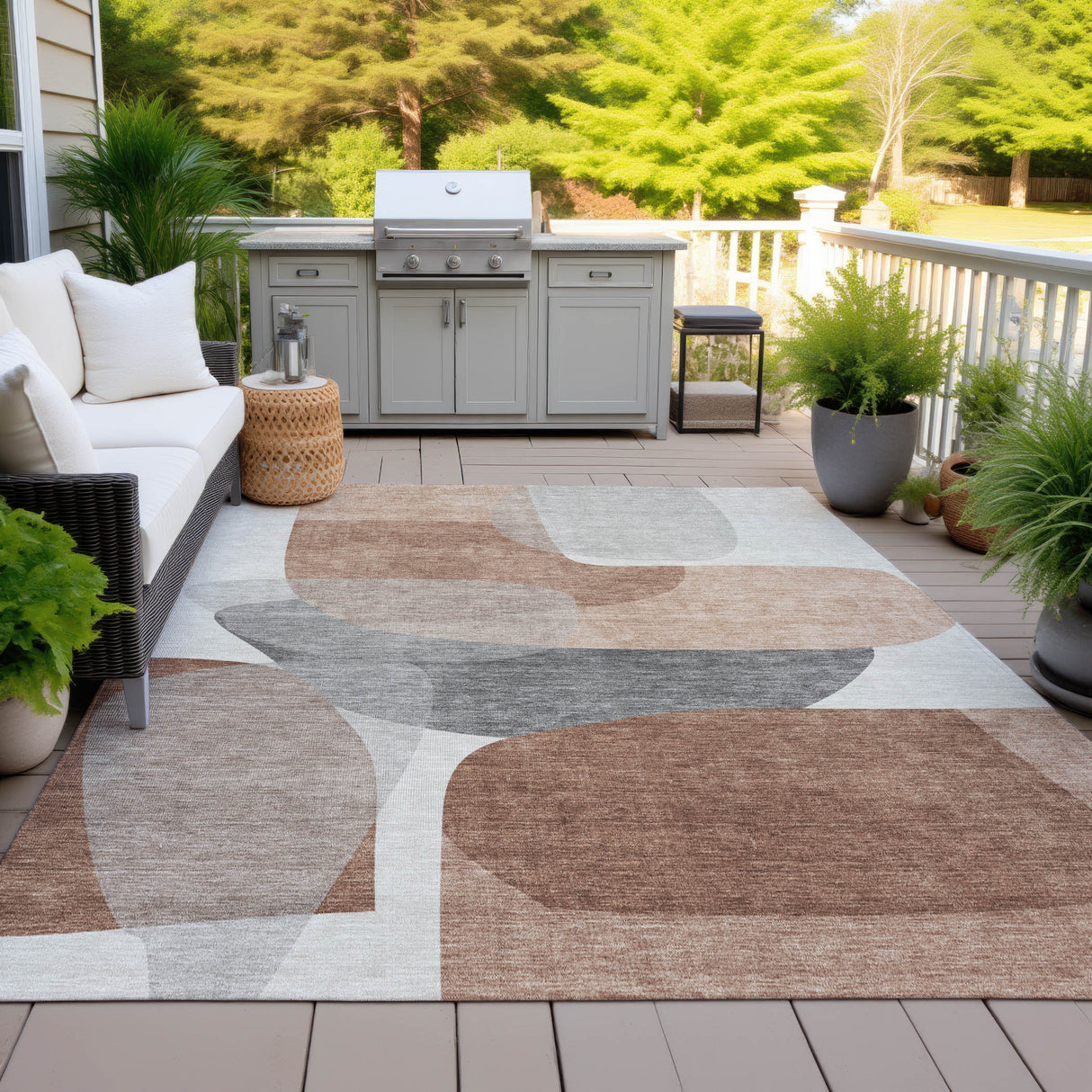 Addison Chantille ACN2121 Blocks Machine Made Transitional Paprika Rug