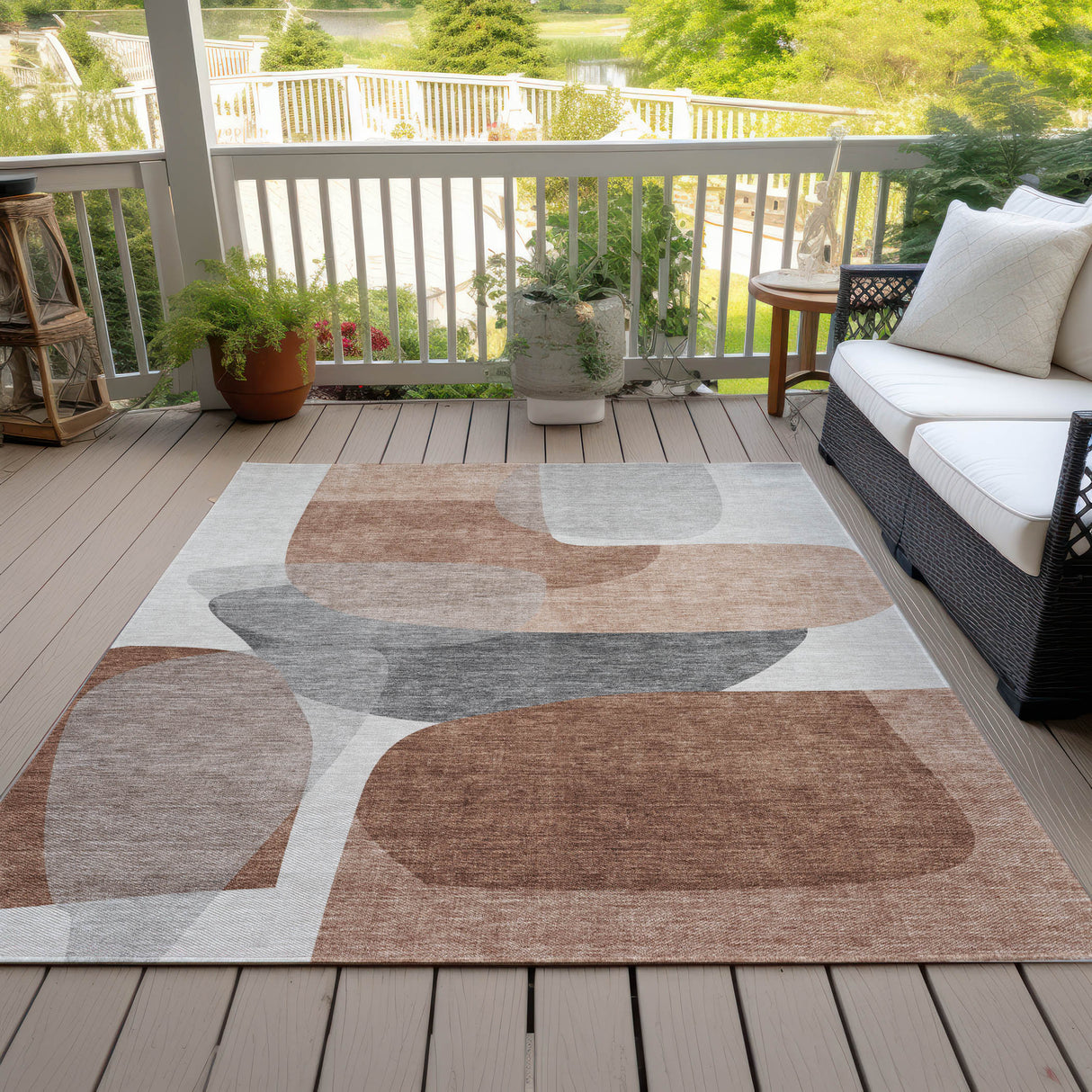 Addison Chantille ACN2121 Blocks Machine Made Transitional Paprika Rug