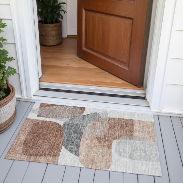 Addison Chantille ACN2121 Blocks Machine Made Transitional Paprika Rug